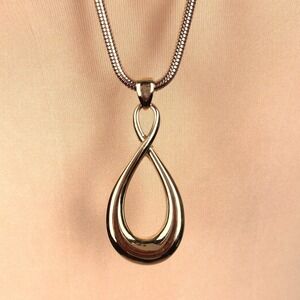 Gold Tone Infinity Teardrop Pendant Necklace with Snake Chain